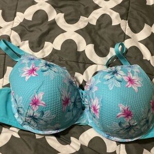 Torrid Floral Aqua and Pink Bra